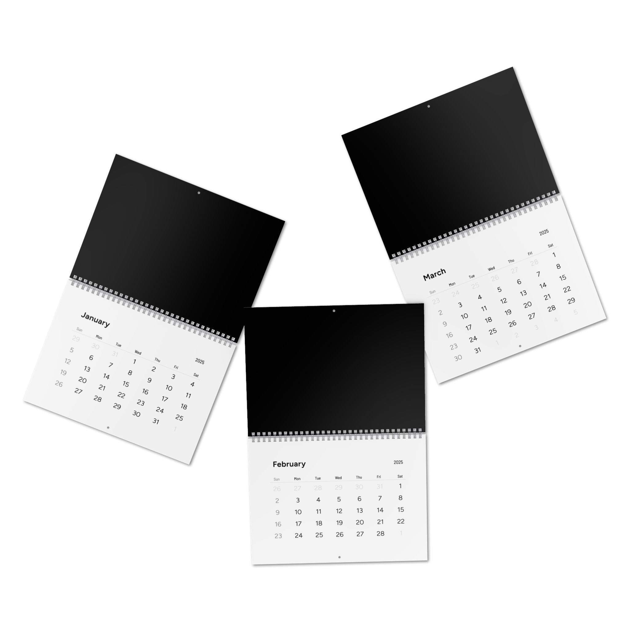 Minimalist 2025 Wall Calendar (Black)