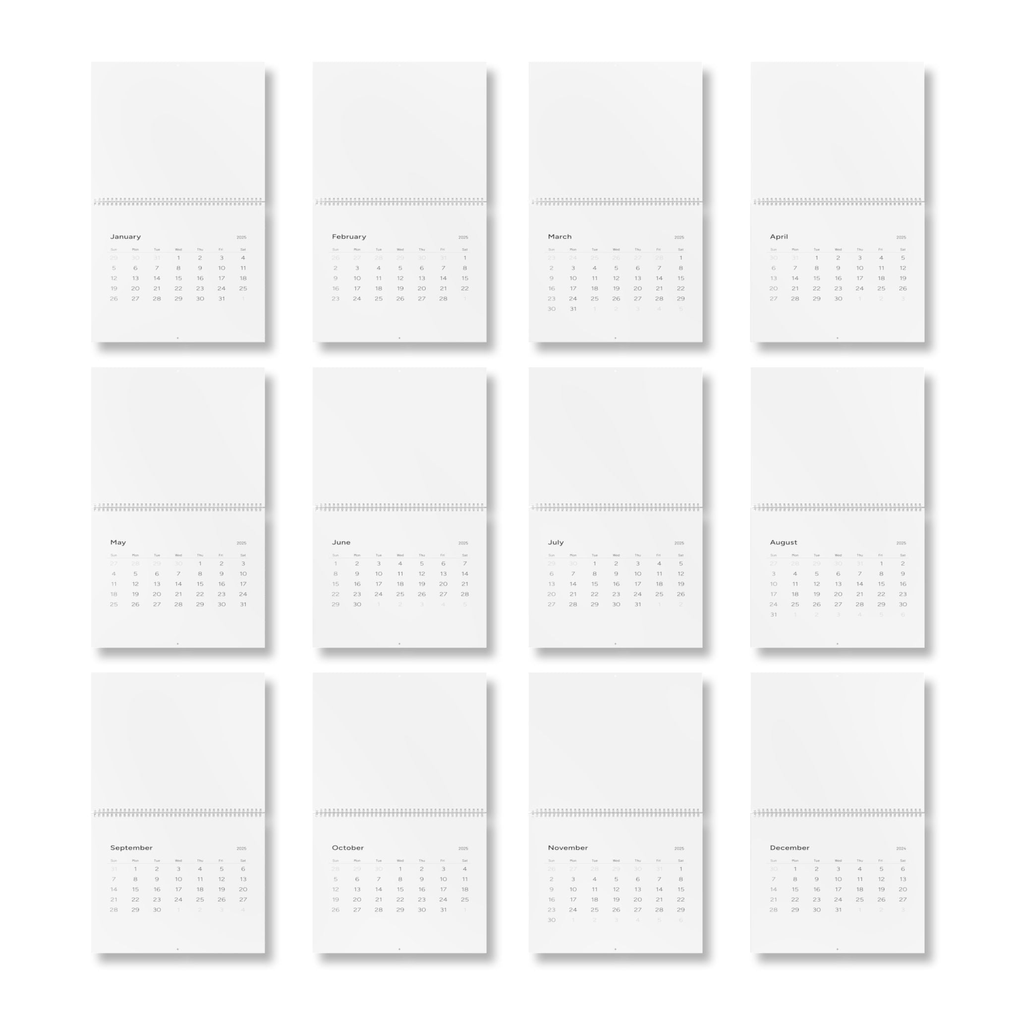 Minimalist 2025 Wall Calendar (White)
