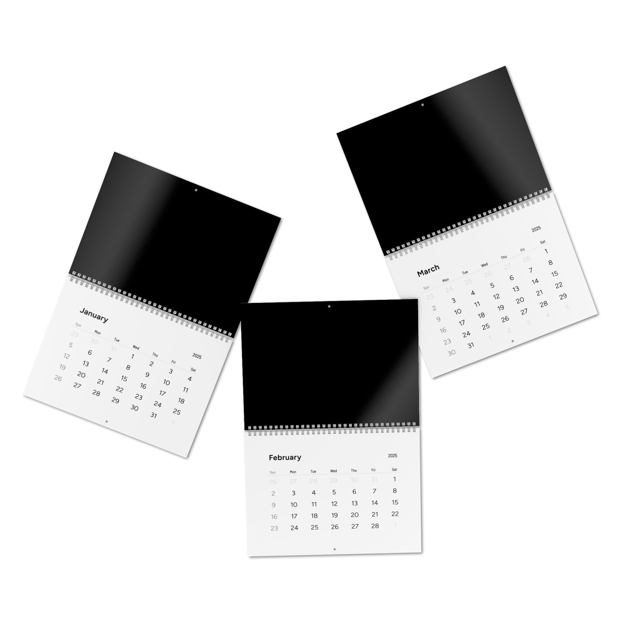 Minimalist 2025 Wall Calendar (Black)