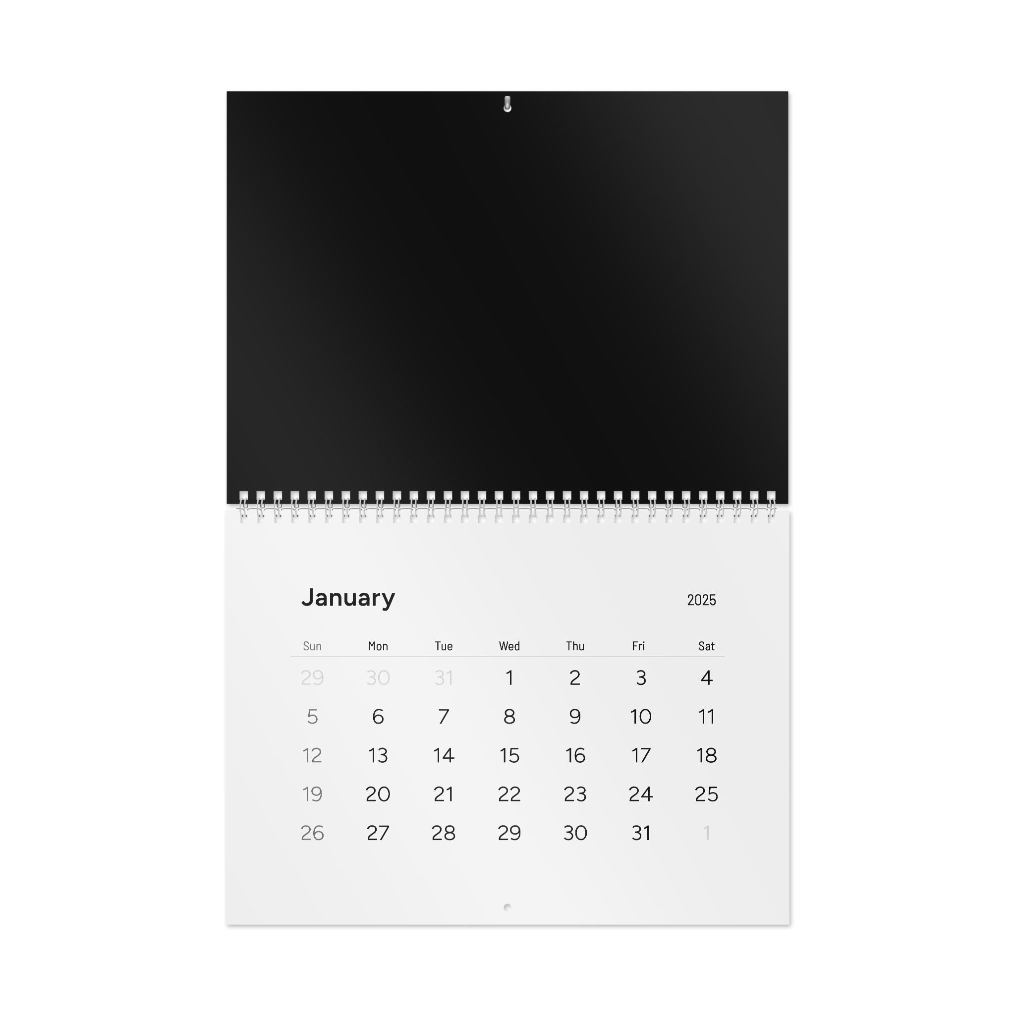 Minimalist 2025 Wall Calendar (Black)